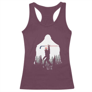 Bigfoot USA Ice Hockey 4th of July Racerback Tank Top Funny Sasquatch Patriotic American Flag TS14 Maroon Print Your Wear