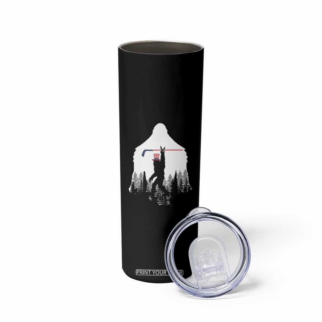 Bigfoot USA Ice Hockey 4th of July Skinny Tumbler Funny Sasquatch Patriotic American Flag TS14 Print Your Wear