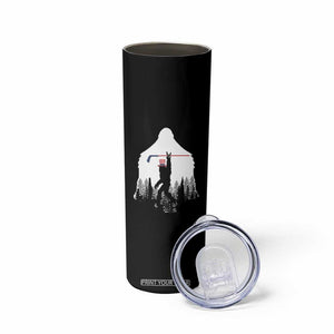 Bigfoot USA Ice Hockey 4th of July Skinny Tumbler Funny Sasquatch Patriotic American Flag TS14 Print Your Wear