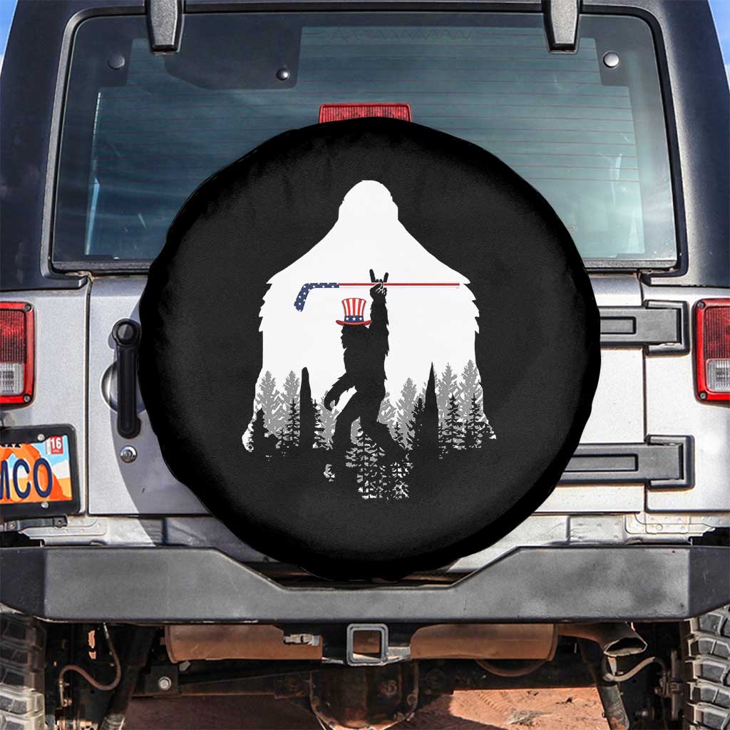 Bigfoot USA Ice Hockey 4th of July Spare Tire Cover Funny Sasquatch Patriotic American Flag TS14 No hole Black Print Your Wear