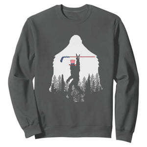 Bigfoot USA Ice Hockey 4th of July Sweatshirt Funny Sasquatch Patriotic American Flag TS14 Dark Heather Print Your Wear