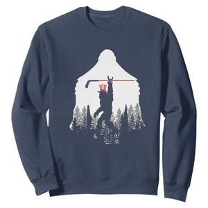 Bigfoot USA Ice Hockey 4th of July Sweatshirt Funny Sasquatch Patriotic American Flag TS14 Navy Print Your Wear
