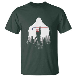 Bigfoot USA Ice Hockey 4th of July T Shirt Funny Sasquatch Patriotic American Flag TS14 Dark Forest Green Print Your Wear