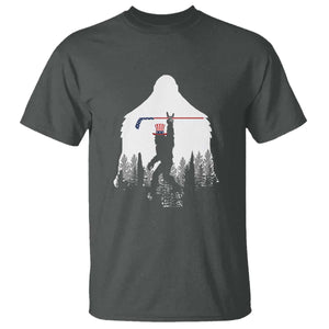 Bigfoot USA Ice Hockey 4th of July T Shirt Funny Sasquatch Patriotic American Flag TS14 Dark Heather Print Your Wear
