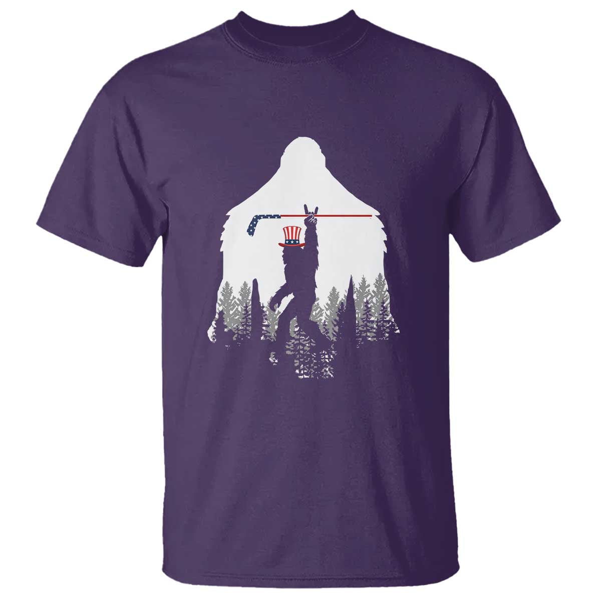 Bigfoot USA Ice Hockey 4th of July T Shirt Funny Sasquatch Patriotic American Flag TS14 Purple Print Your Wear