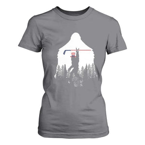 Bigfoot USA Ice Hockey 4th of July T Shirt For Women Funny Sasquatch Patriotic American Flag TS14 Charcoal Print Your Wear