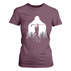 Bigfoot USA Ice Hockey 4th of July T Shirt For Women Funny Sasquatch Patriotic American Flag TS14 Maroon Print Your Wear