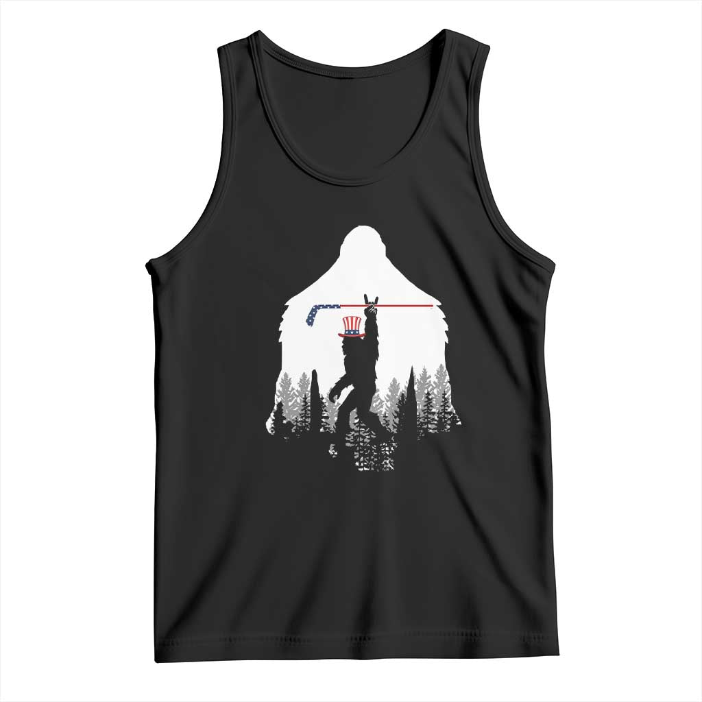 Bigfoot USA Ice Hockey 4th of July Tank Top Funny Sasquatch Patriotic American Flag TS14 Black Print Your Wear
