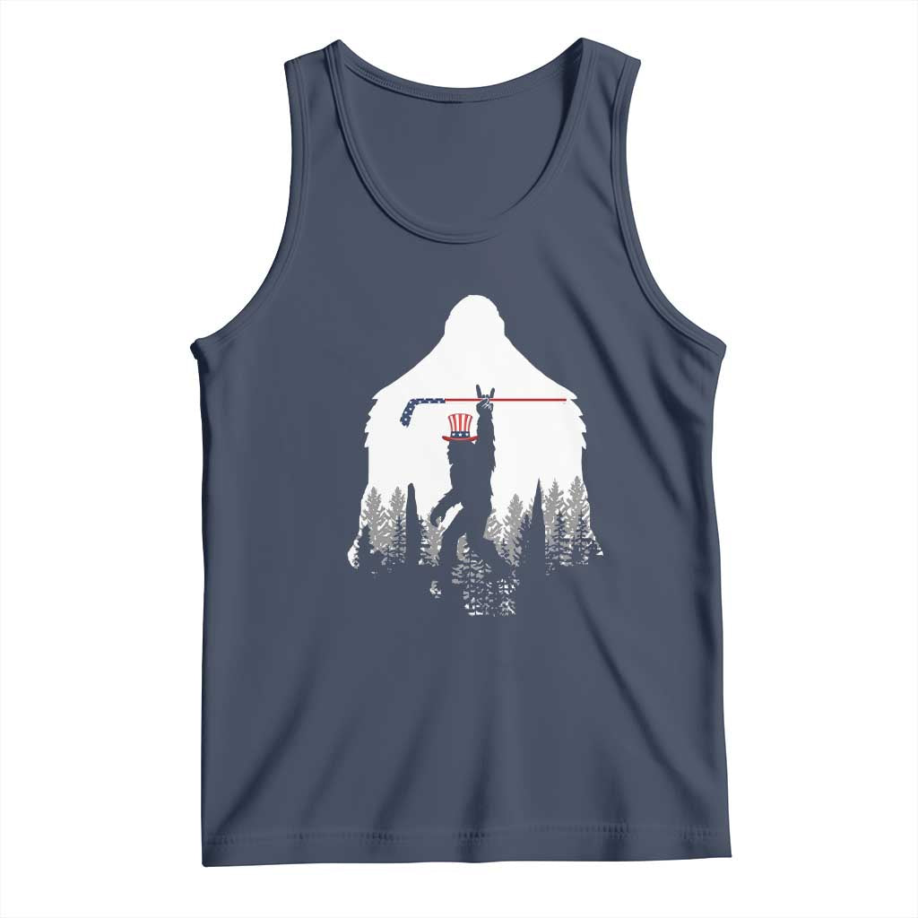 Bigfoot USA Ice Hockey 4th of July Tank Top Funny Sasquatch Patriotic American Flag TS14 Navy Print Your Wear