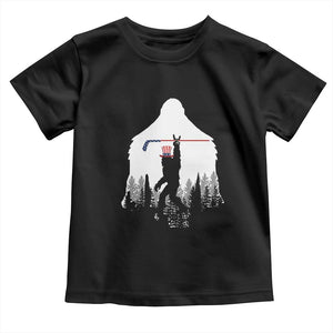 Bigfoot USA Ice Hockey 4th of July Toddler T Shirt Funny Sasquatch Patriotic American Flag TS14 Black Print Your Wear