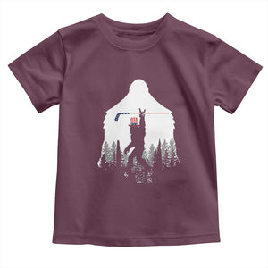 Bigfoot USA Ice Hockey 4th of July Toddler T Shirt Funny Sasquatch Patriotic American Flag TS14 Maroon Print Your Wear