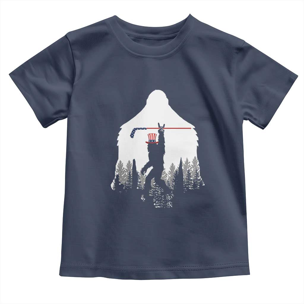 Bigfoot USA Ice Hockey 4th of July Toddler T Shirt Funny Sasquatch Patriotic American Flag TS14 Navy Print Your Wear