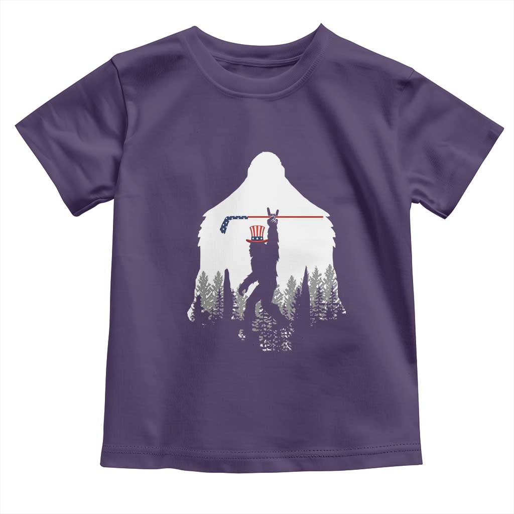 Bigfoot USA Ice Hockey 4th of July Toddler T Shirt Funny Sasquatch Patriotic American Flag TS14 Purple Print Your Wear