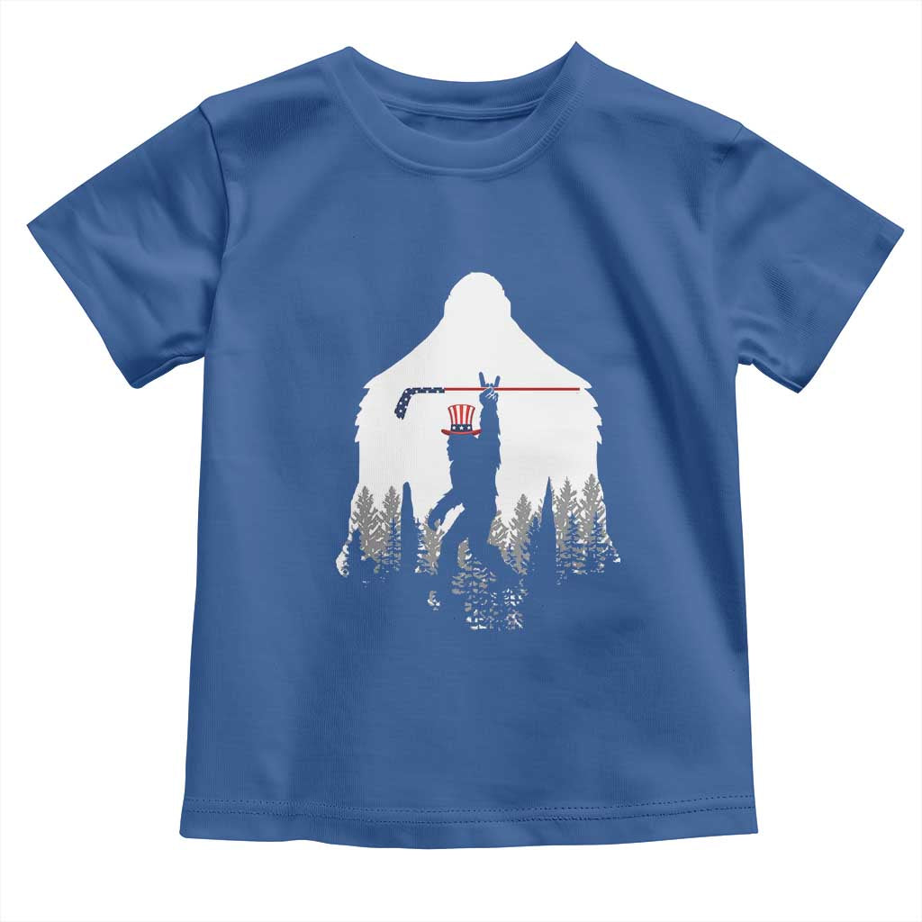 Bigfoot USA Ice Hockey 4th of July Toddler T Shirt Funny Sasquatch Patriotic American Flag TS14 Royal Blue Print Your Wear