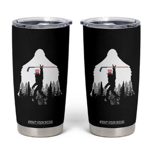 Bigfoot USA Ice Hockey 4th of July Tumbler Cup Funny Sasquatch Patriotic American Flag TS14 Black Print Your Wear