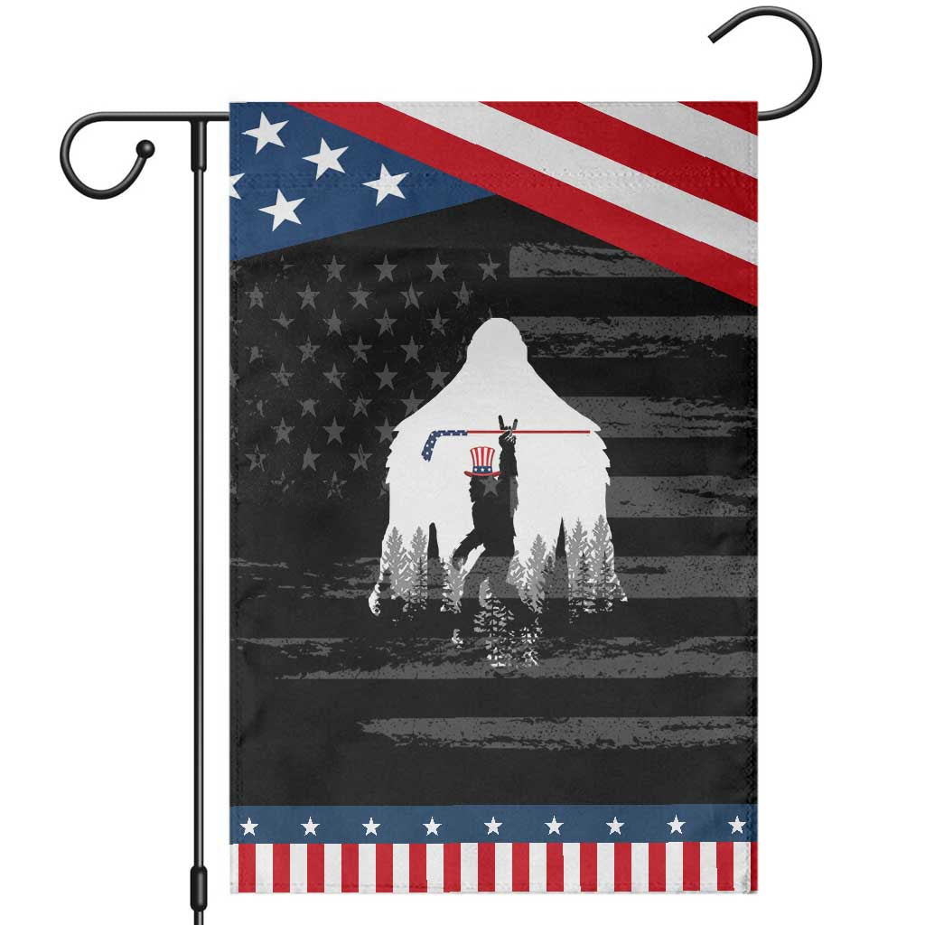 Bigfoot USA Ice Hockey 4th of July Patriotic Garden Flag Sasquatch American Flag 4th of July TS14 Distressed Black Blue Print Your Wear