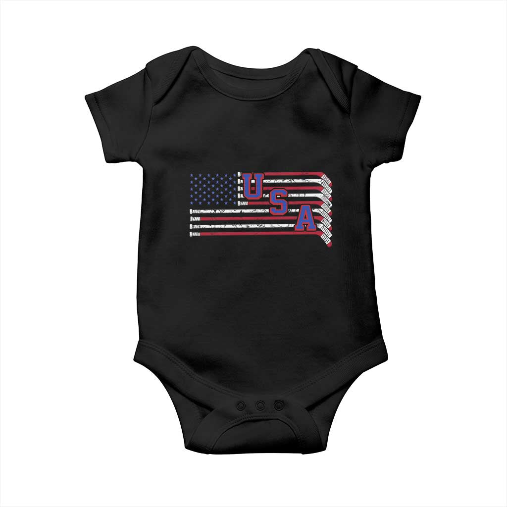 Ice Hockey Sticks American Flag Baby Onesie Patriotic Hockey Fan TS14 Black Print Your Wear