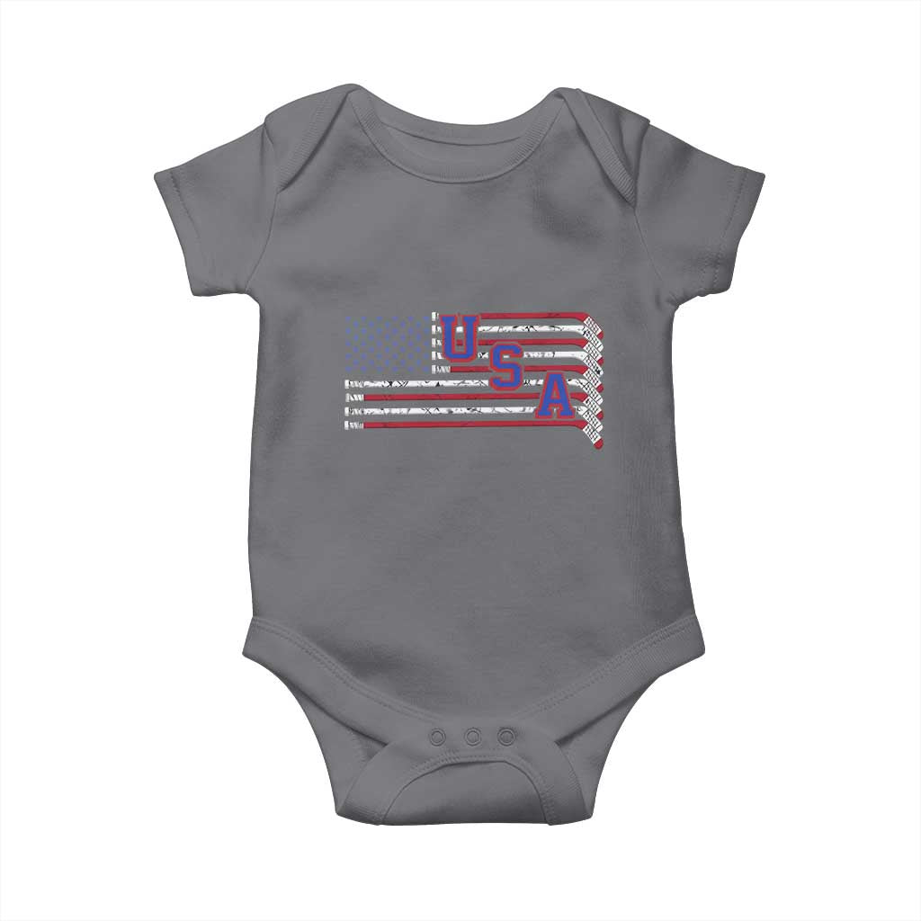 Ice Hockey Sticks American Flag Baby Onesie Patriotic Hockey Fan TS14 Charcoal Print Your Wear