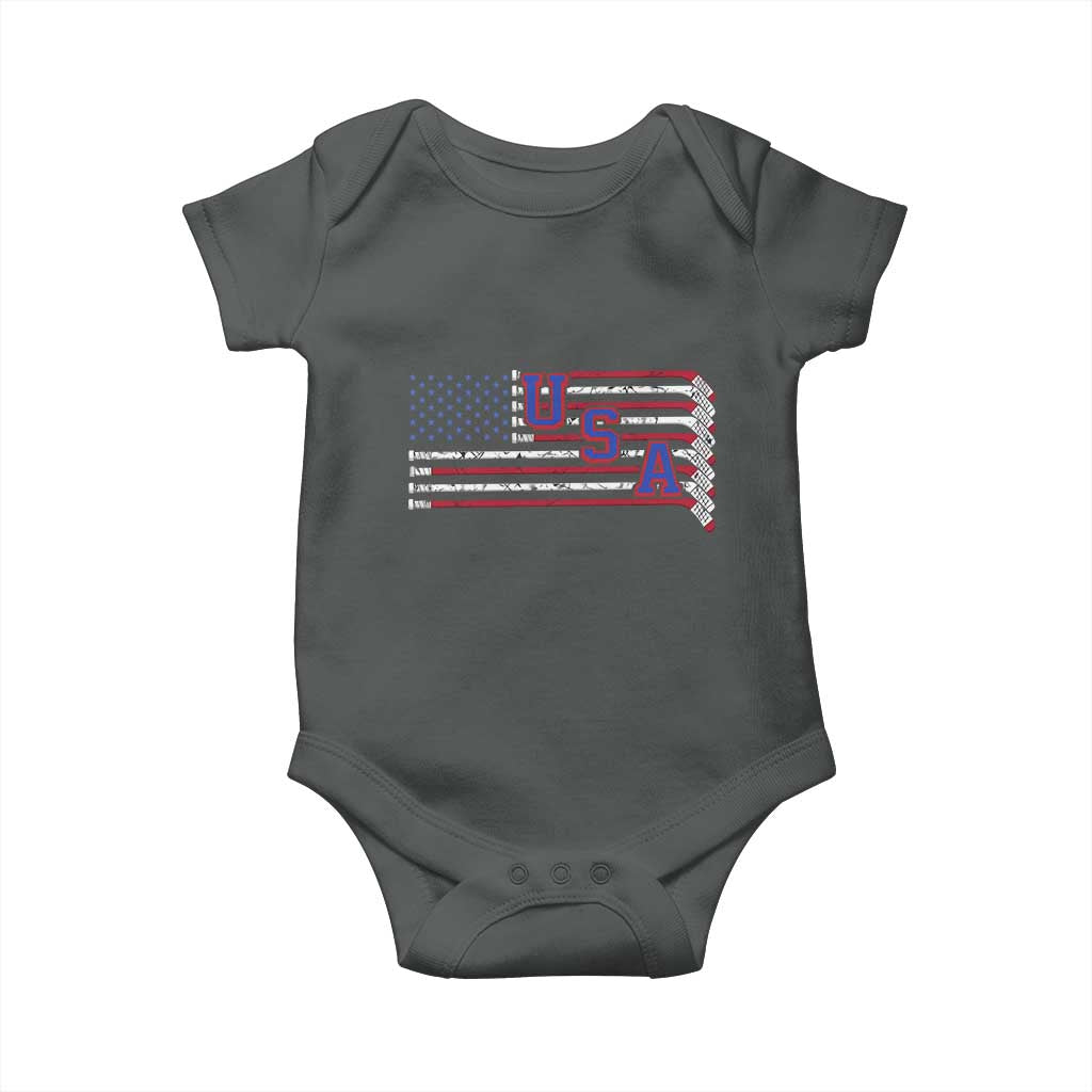 Ice Hockey Sticks American Flag Baby Onesie Patriotic Hockey Fan TS14 Dark Heather Print Your Wear