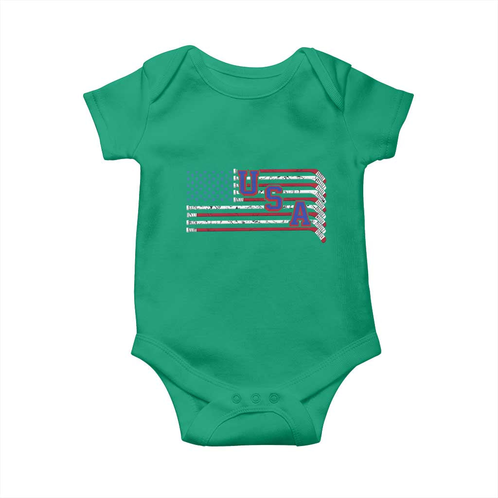 Ice Hockey Sticks American Flag Baby Onesie Patriotic Hockey Fan TS14 Irish Green Print Your Wear