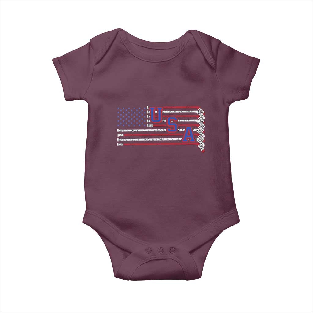 Ice Hockey Sticks American Flag Baby Onesie Patriotic Hockey Fan TS14 Maroon Print Your Wear