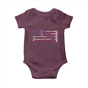 Ice Hockey Sticks American Flag Baby Onesie Patriotic Hockey Fan TS14 Maroon Print Your Wear