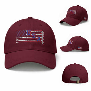 Ice Hockey Sticks American Flag Baseball Cap Patriotic Hockey Fan TS14 Baseball Cap Universal Fit Maroon Print Your Wear