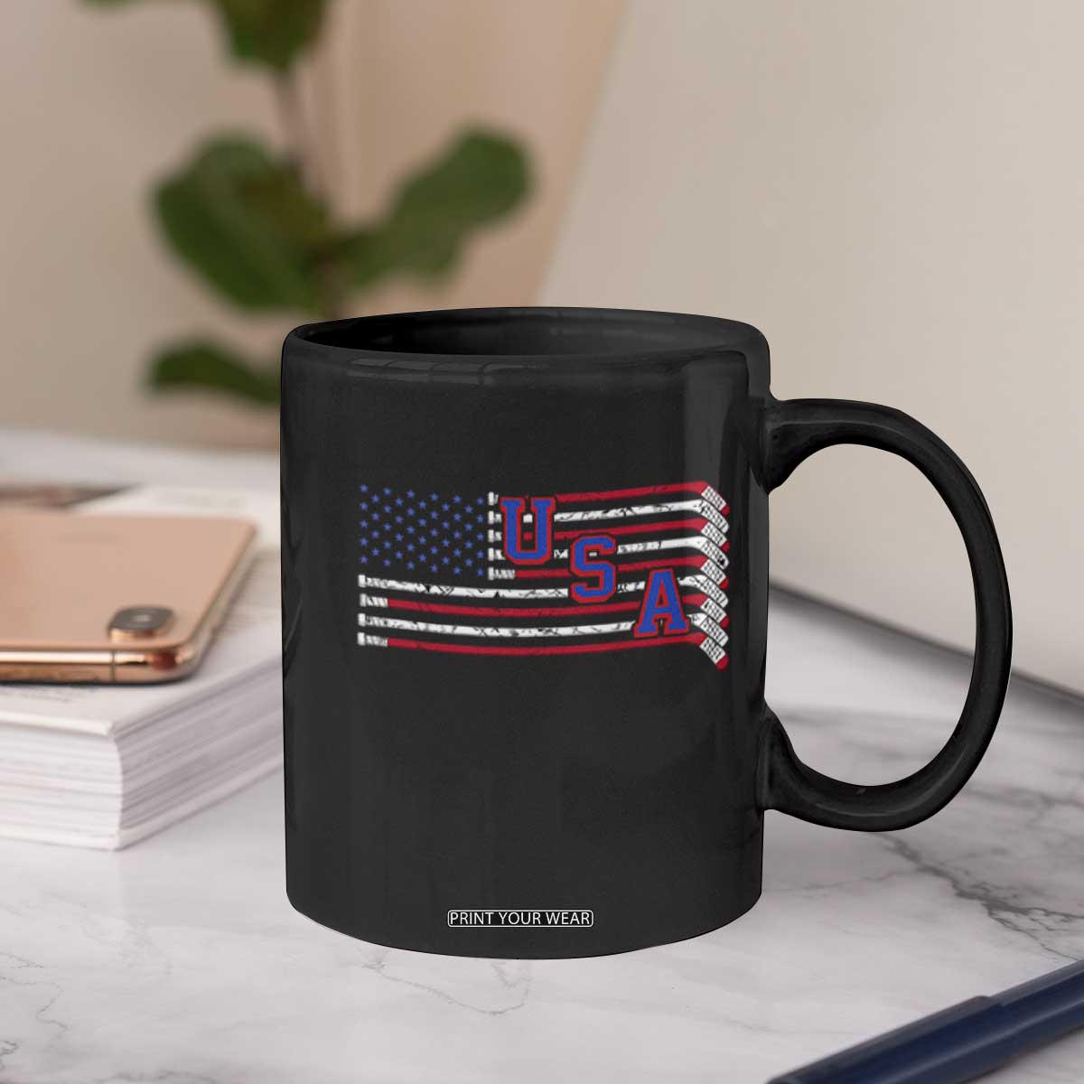 Ice Hockey Sticks American Flag Coffee Mug Patriotic Hockey Fan TS14 Print Your Wear