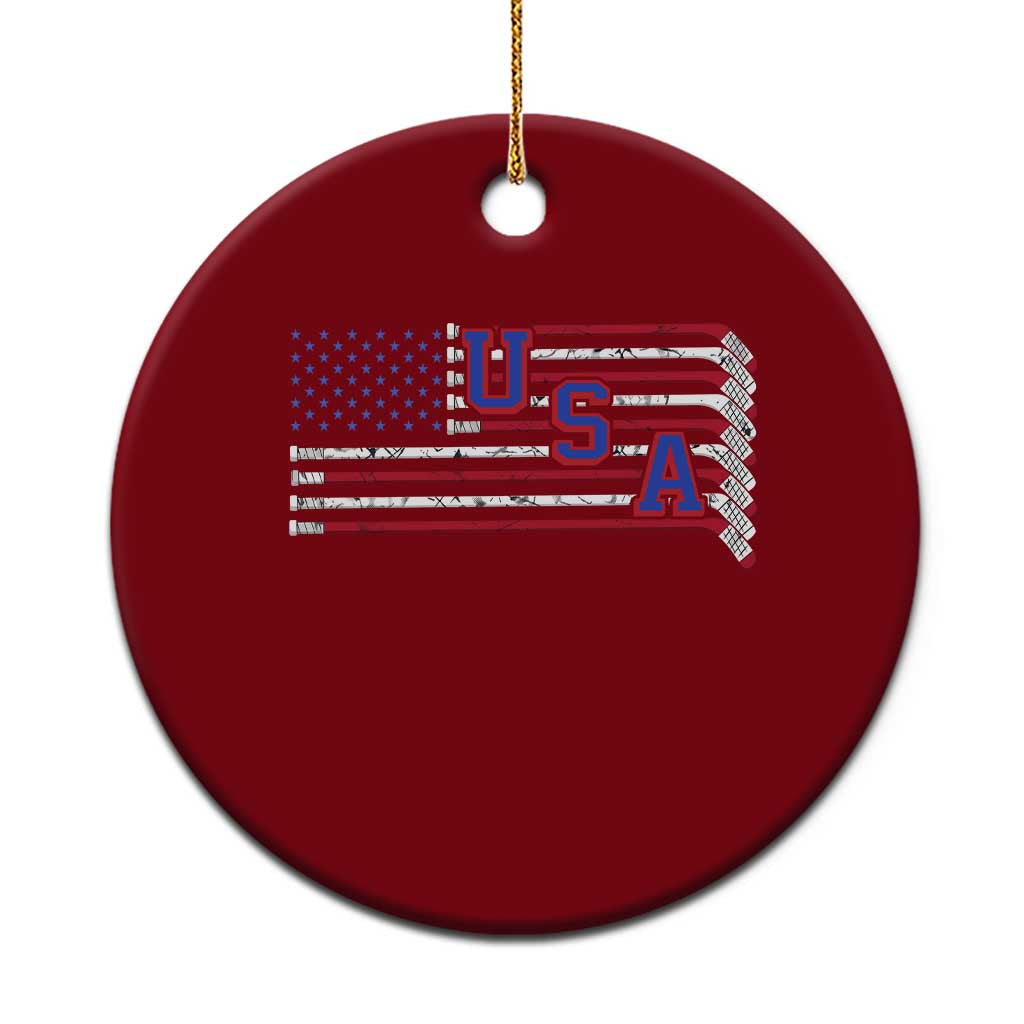 Ice Hockey Sticks American Flag Ceramic Ornament Patriotic Hockey Fan TS14 1pc Red Print Your Wear