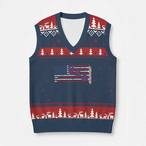 Ice Hockey Sticks American Flag V-Neck Knit Sweater Vest Patriotic Hockey Fan TS14 Navy Red Print Your Wear