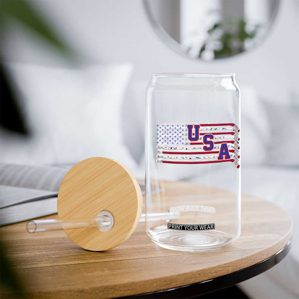 Ice Hockey Sticks American Flag Glass Can Patriotic Hockey Fan TS14 Print Your Wear