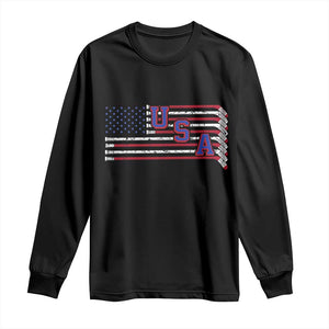 Ice Hockey Sticks American Flag Long Sleeve Shirt Patriotic Hockey Fan TS14 Black Print Your Wear