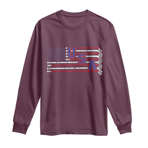 Ice Hockey Sticks American Flag Long Sleeve Shirt Patriotic Hockey Fan TS14 Maroon Print Your Wear