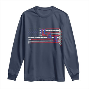 Ice Hockey Sticks American Flag Long Sleeve Shirt Patriotic Hockey Fan TS14 Navy Print Your Wear