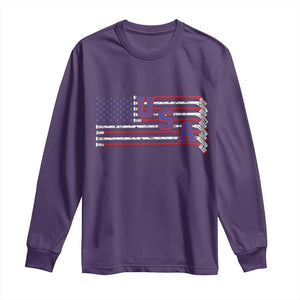Ice Hockey Sticks American Flag Long Sleeve Shirt Patriotic Hockey Fan TS14 Purple Print Your Wear