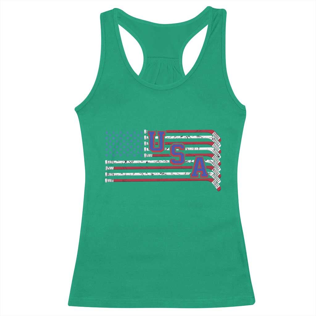Ice Hockey Sticks American Flag Racerback Tank Top Patriotic Hockey Fan TS14 Irish Green Print Your Wear