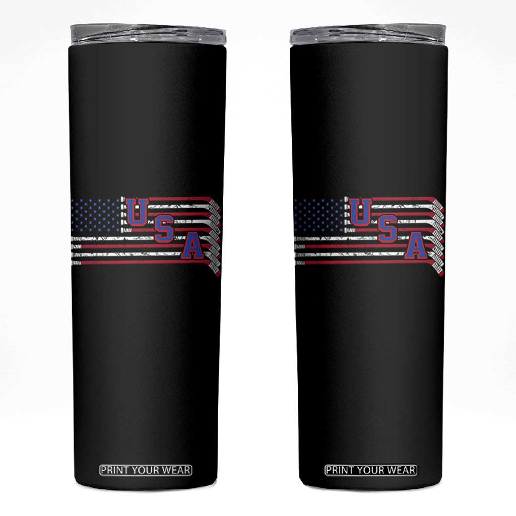 Ice Hockey Sticks American Flag Skinny Tumbler Patriotic Hockey Fan TS14 Black Print Your Wear