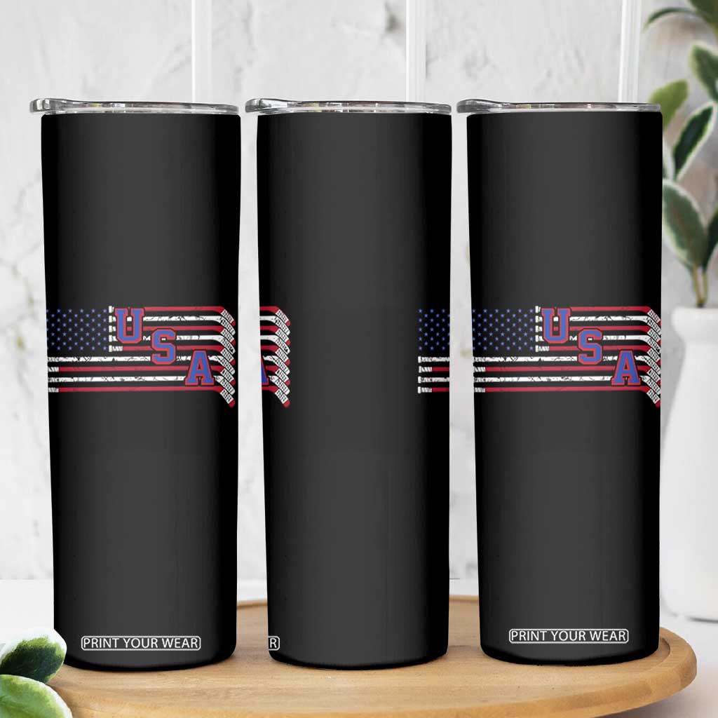 Ice Hockey Sticks American Flag Skinny Tumbler Patriotic Hockey Fan TS14 Print Your Wear