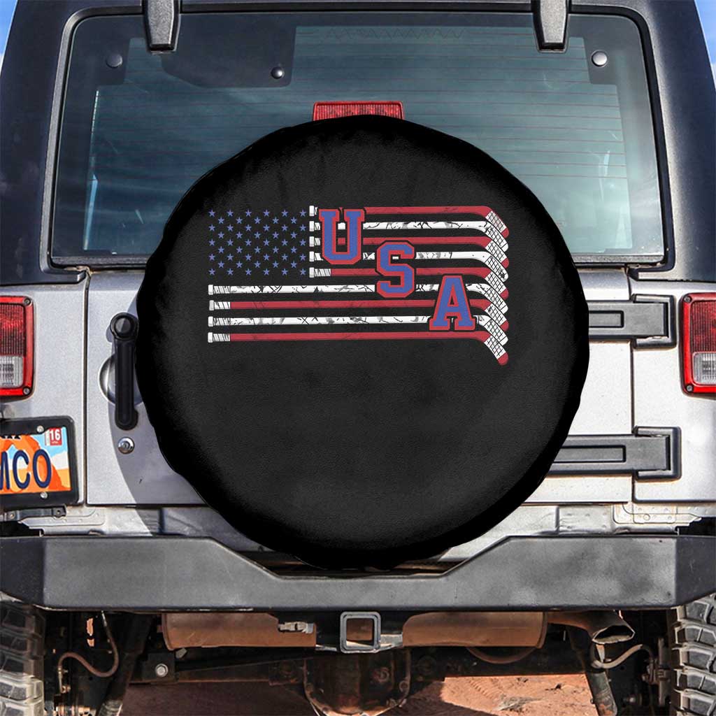 Ice Hockey Sticks American Flag Spare Tire Cover Patriotic Hockey Fan TS14 No hole Black Print Your Wear