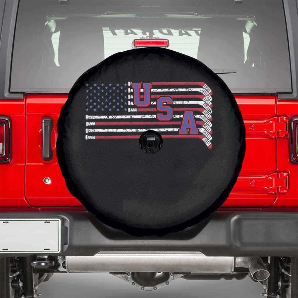 Ice Hockey Sticks American Flag Spare Tire Cover Patriotic Hockey Fan TS14 Black Print Your Wear