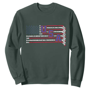Ice Hockey Sticks American Flag Sweatshirt Patriotic Hockey Fan TS14 Dark Forest Green Print Your Wear