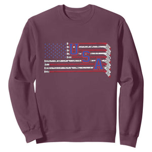 Ice Hockey Sticks American Flag Sweatshirt Patriotic Hockey Fan TS14 Maroon Print Your Wear