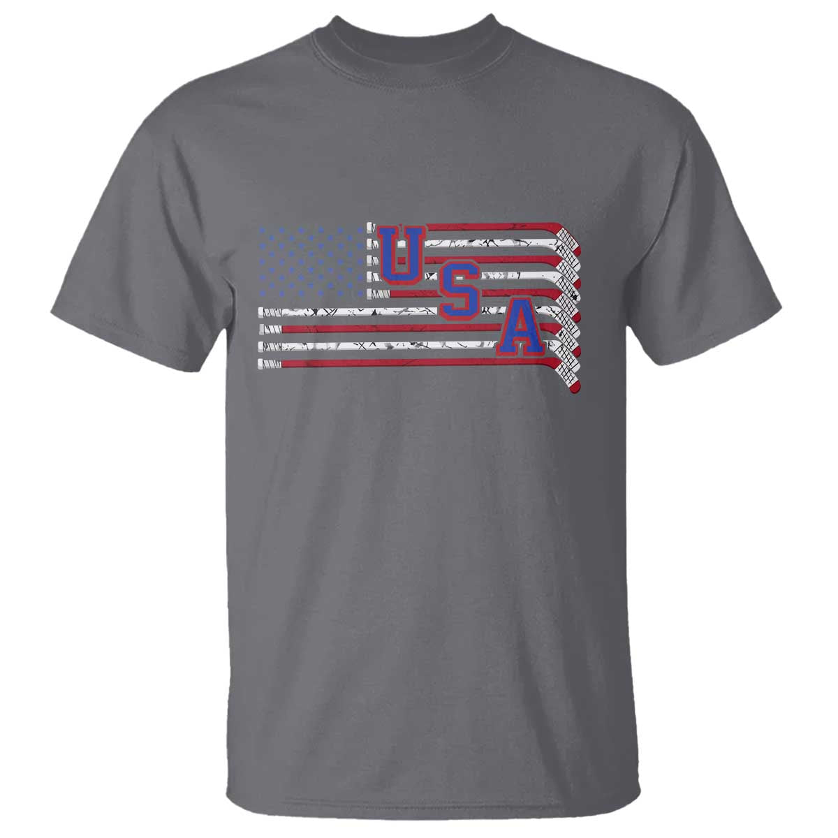Ice Hockey Sticks American Flag T Shirt Patriotic Hockey Fan TS14 Charcoal Print Your Wear