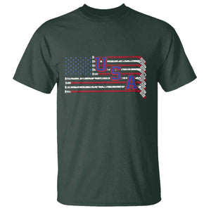 Ice Hockey Sticks American Flag T Shirt Patriotic Hockey Fan TS14 Dark Forest Green Print Your Wear