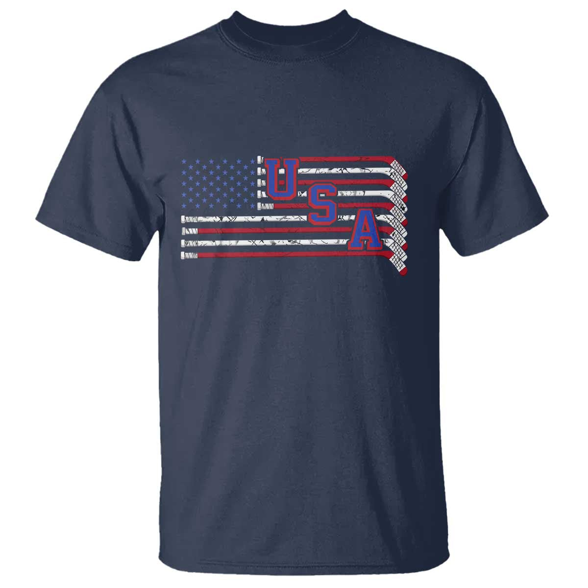 Ice Hockey Sticks American Flag T Shirt Patriotic Hockey Fan TS14 Navy Print Your Wear
