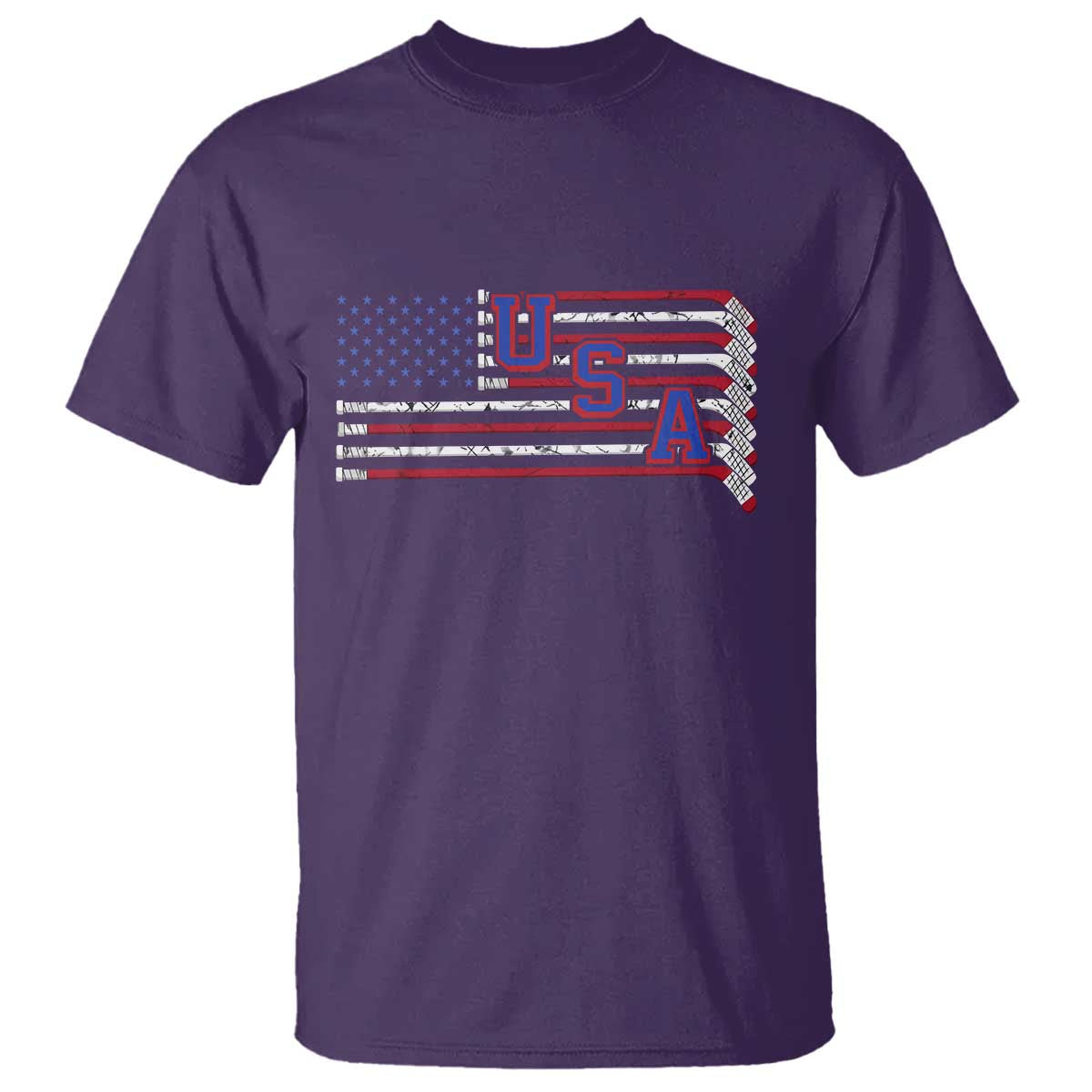 Ice Hockey Sticks American Flag T Shirt Patriotic Hockey Fan TS14 Purple Print Your Wear