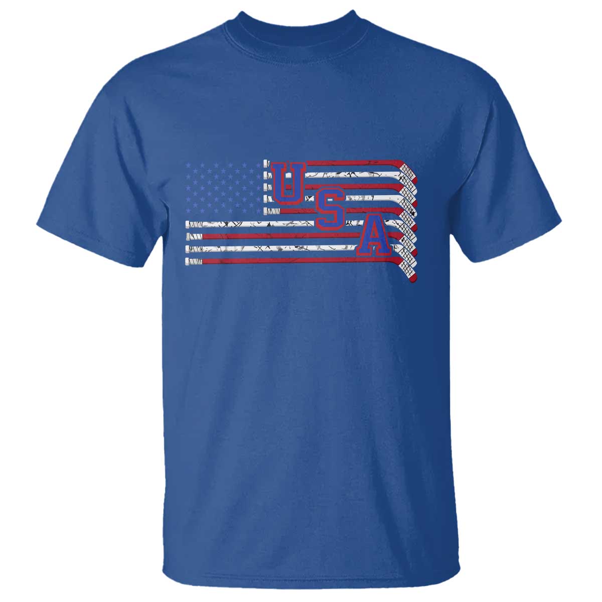 Ice Hockey Sticks American Flag T Shirt Patriotic Hockey Fan TS14 Royal Blue Print Your Wear