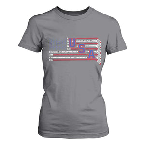Ice Hockey Sticks American Flag T Shirt For Women Patriotic Hockey Fan TS14 Charcoal Print Your Wear