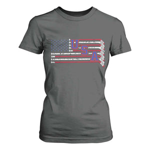 Ice Hockey Sticks American Flag T Shirt For Women Patriotic Hockey Fan TS14 Dark Heather Print Your Wear
