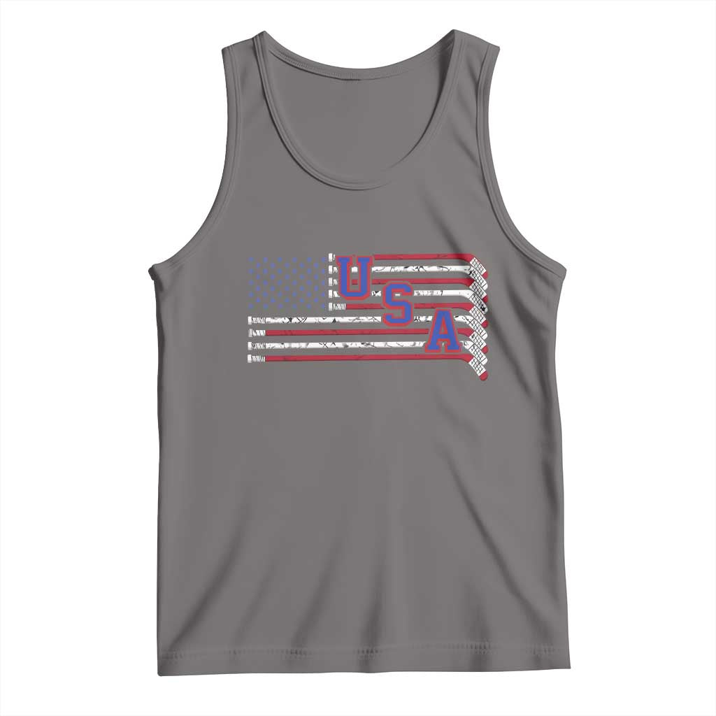 Ice Hockey Sticks American Flag Tank Top Patriotic Hockey Fan TS14 Deep Heather Print Your Wear